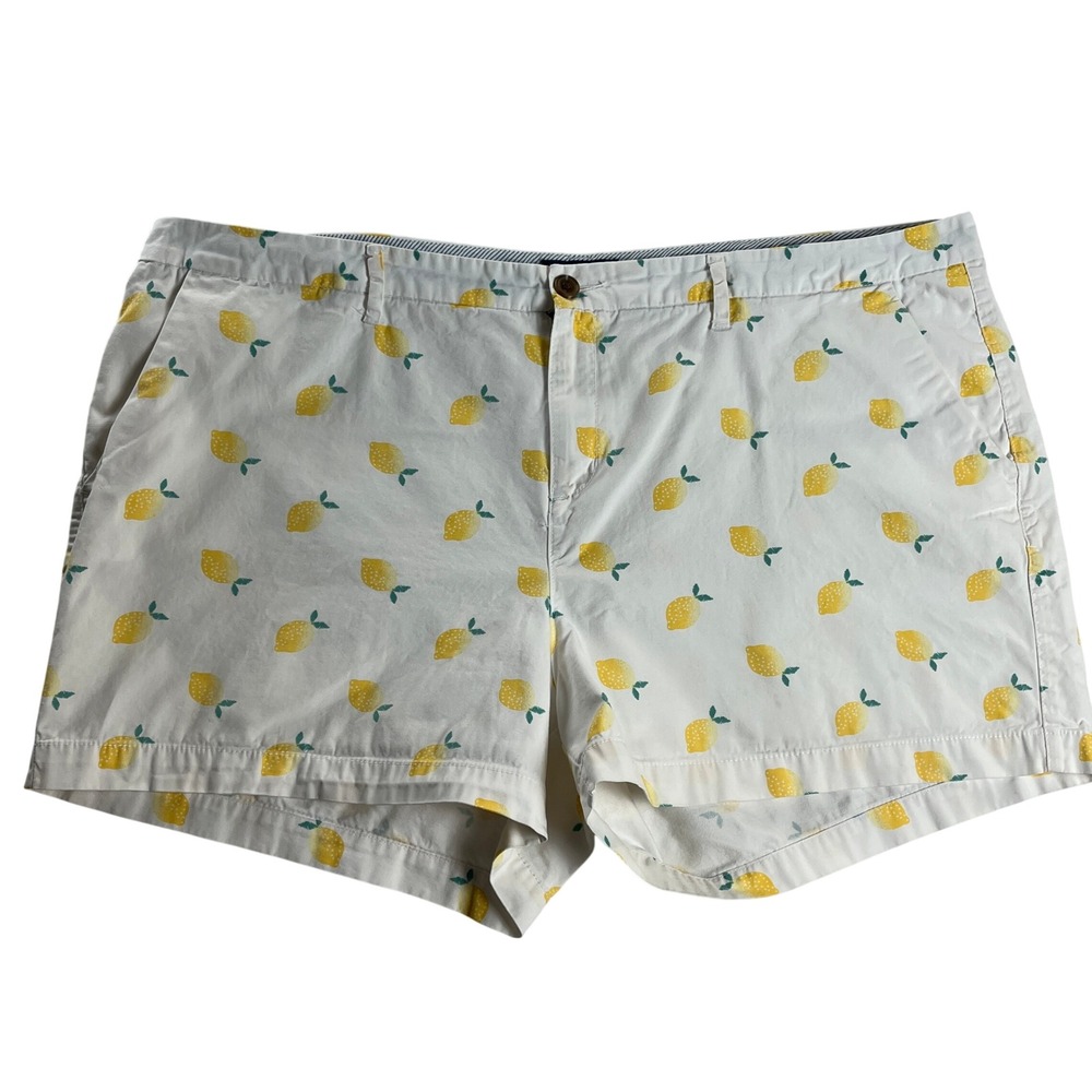 Old Navy Lemon Print Shorts White Yellow Cotton‎ Summer Women's 20